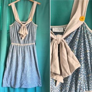 Soundgirl floral blue yellow knit bow sundress M